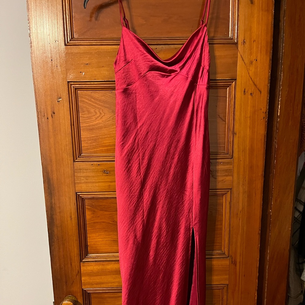 NWT Petal & Pup Red Satin Midi Dress